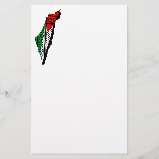 Palästina-Karte mit Flaggen und Keffiyeg-Muster Briefpapier (Vorderseite)