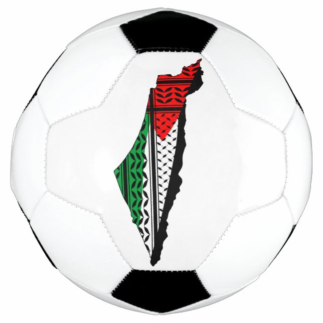 Palästina-Karte mit Flaggen und Keffiyeg-Muster Fußball (Vorderseite)