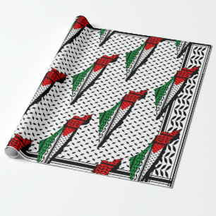Palästina-Karte mit Flaggen und Keffiyeg-Muster Geschenkpapier