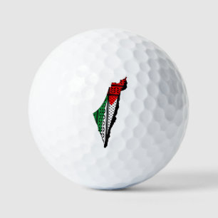 Palästina-Karte mit Flaggen und Keffiyeg-Muster Golfball