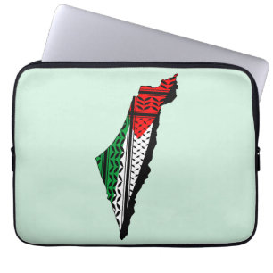 Palästina-Karte mit Flaggen und Keffiyeg-Muster Laptopschutzhülle