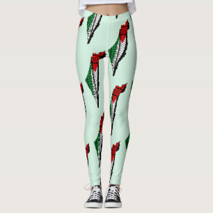 Palästina-Karte mit Flaggen und Keffiyeg-Muster Leggings