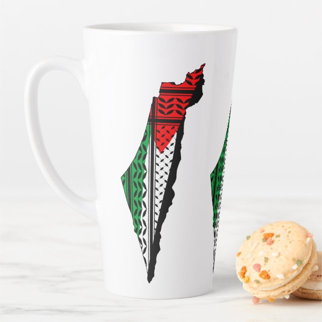 Palästina-Karte mit Flaggen und Keffiyeg-Muster Milchtasse (Beispiel)
