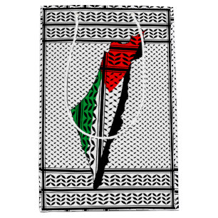 Palästina-Karte mit Flaggen und Keffiyeg-Muster Mittlere Geschenktüte