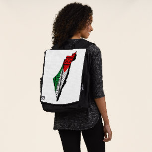 Palästina-Karte mit Flaggen und Keffiyeg-Muster Rucksack