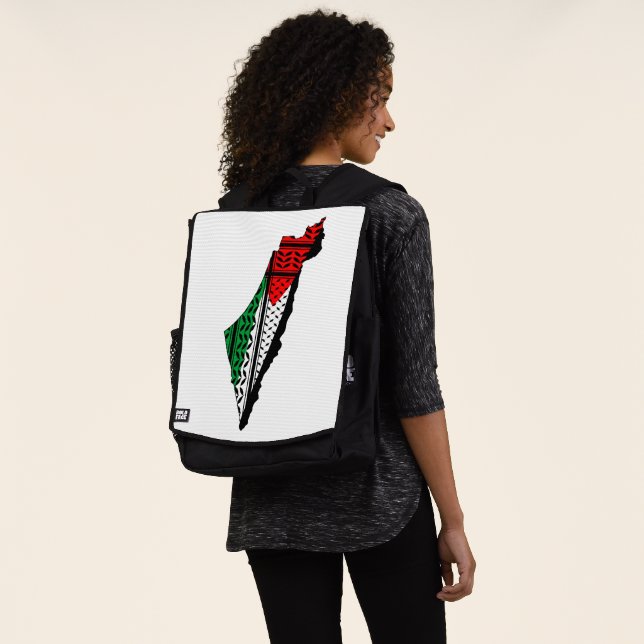 Palästina-Karte mit Flaggen und Keffiyeg-Muster Rucksack (Ausgewaschen)