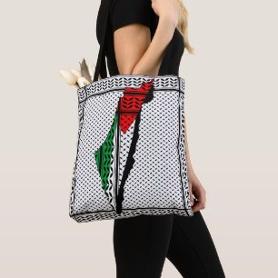 Palästina-Karte mit Flaggen und Keffiyeg-Muster Tasche