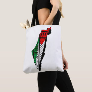 Palästina-Karte mit Flaggen und Keffiyeg-Muster Tasche