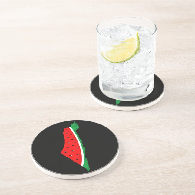 Palästina Karte Watermelon Symbol der Freiheit Getränkeuntersetzer (Seite)
