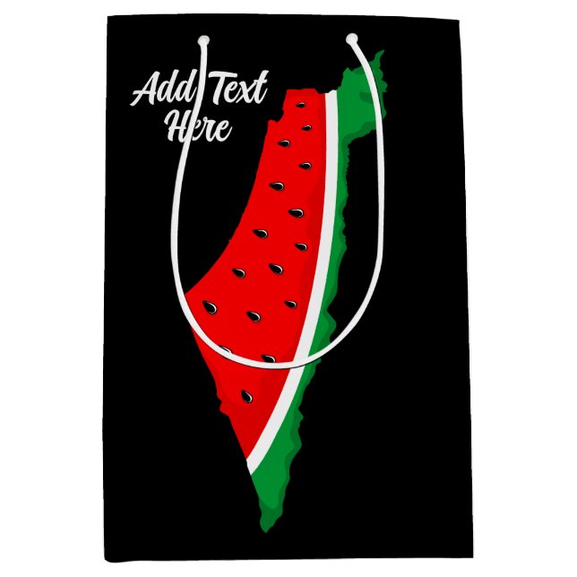 Palästina Karte Watermelon Symbol der Freiheit Mittlere Geschenktüte (Vorderseite)