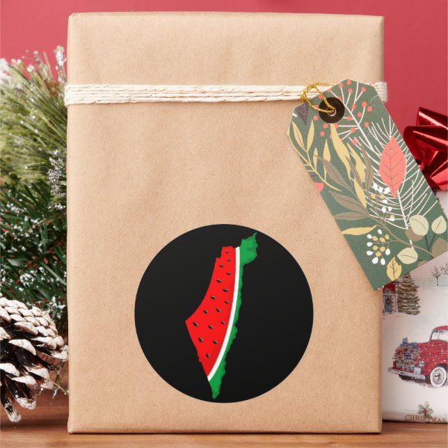 Palästina Karte Watermelon Symbol der Freiheit Runder Aufkleber (Feiertag)