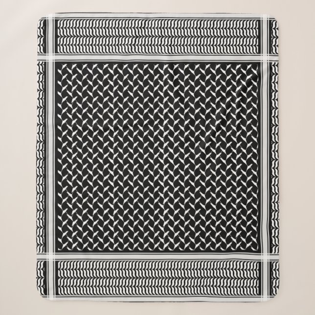 Palästina Kufiya | Black Keffiyeh Tapestry Sherpadecke (Vorderseite)