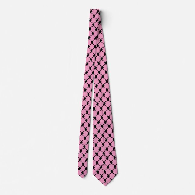 Palästina Kufiya Hatta Muster Pink Hintergrund Krawatte (Rückseite)