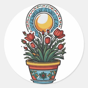 Palästina-Pappi in einer Vase-Kunst Runder Aufkleber