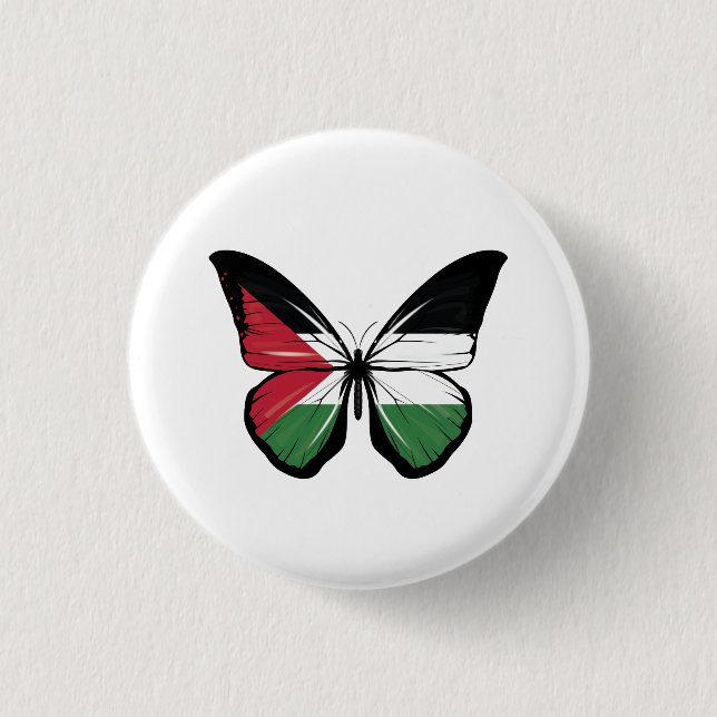 Palästina-Schmetterlingsflagge Button (Vorderseite)