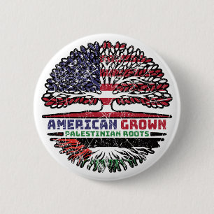 Palästina - USA - Tree Roots Flag Button