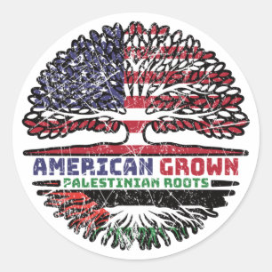 Palästina - USA - Tree Roots Flag Runder Aufkleber