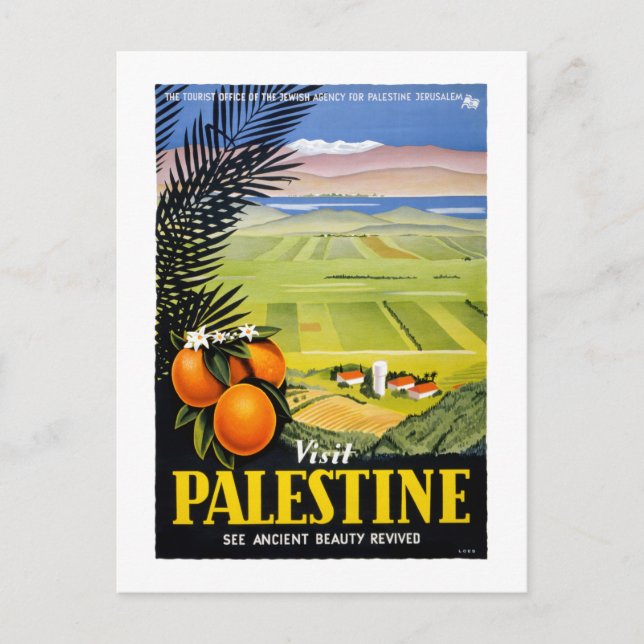 Palästina Vintage Reiseplaner wiederherstellen Postkarte (Vorderseite)