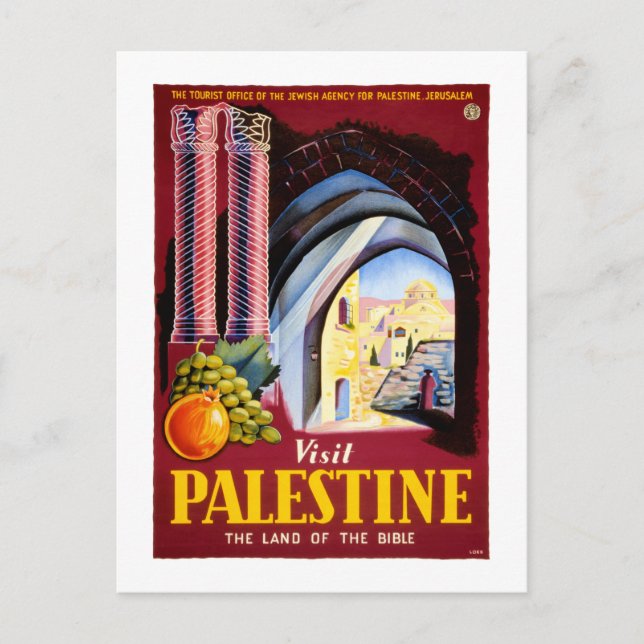 Palästina Vintage Reiseplaner wiederherstellen Postkarte (Vorderseite)