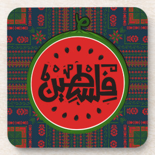 Palästina-Wassermelone-Palästina arabisches Wort"ف Getränkeuntersetzer