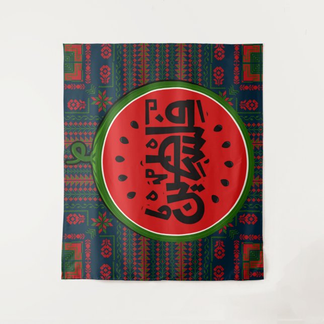 Palästina-Wassermelone-Palästina arabisches Wort"ف Wandteppich (Vorderseite)