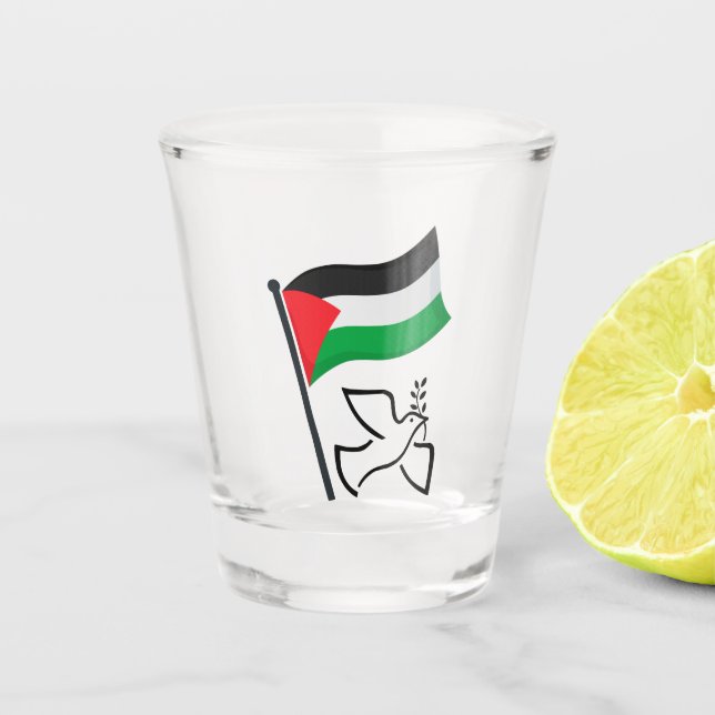 Palästinafahne ف س ط ن Friedenstaube ل | Freie Pal Schnapsglas (Vorderseite)