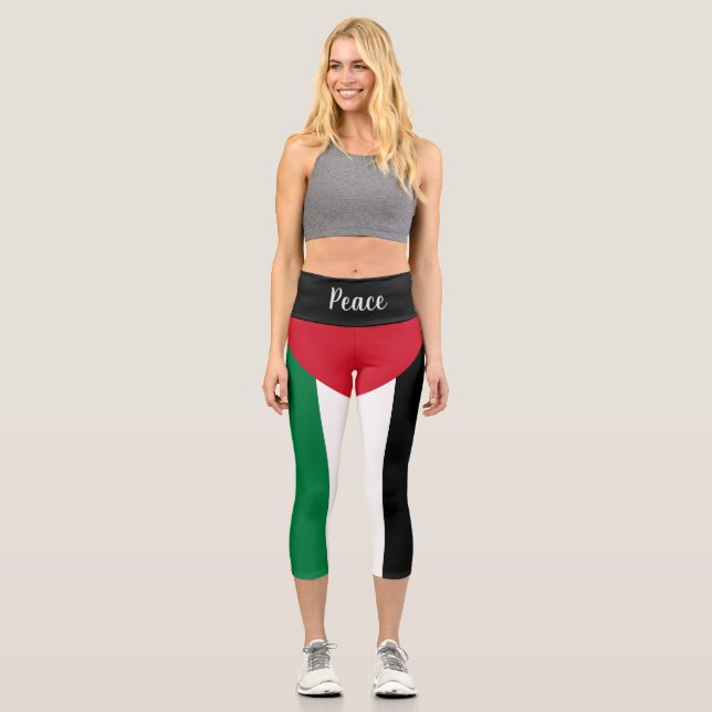 Palästinafahne (Friede) Yoga Pants Capri Leggings (Vorderseite)
