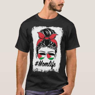 Palästinafahne Palästinensische Mama Messy Bun Mam T-Shirt