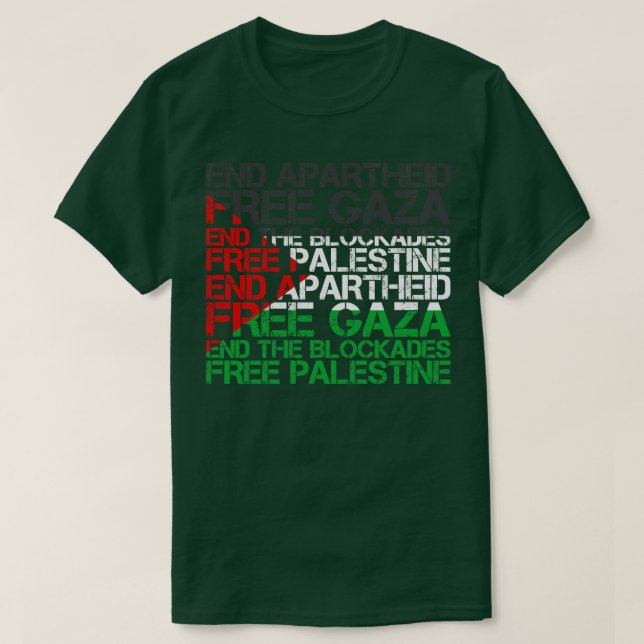 Palästinafahne Wordcloud End Apartheid T-Shirt (Design vorne)