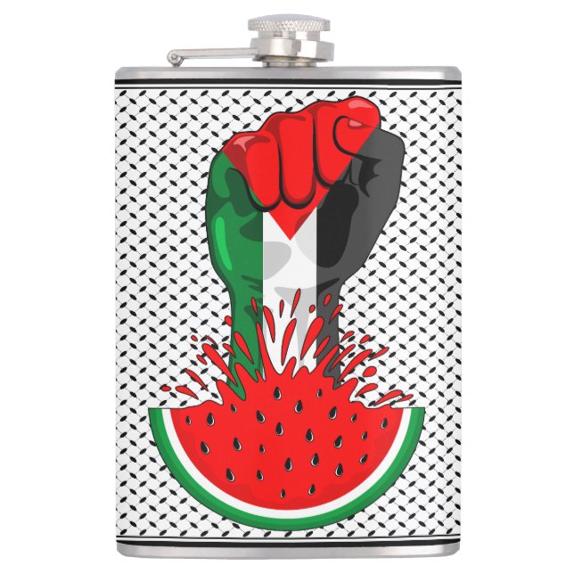 Palästinafreiheit fliegt auf Watermelon an Flachmann (Vorderseite)