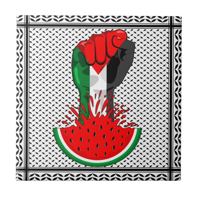 Palästinafreiheit fliegt auf Watermelon an Fliese (Vorderseite)