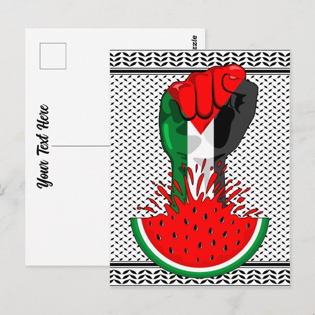 Palästinafreiheit fliegt auf Watermelon an Postkarte (Vorne/Hinten)