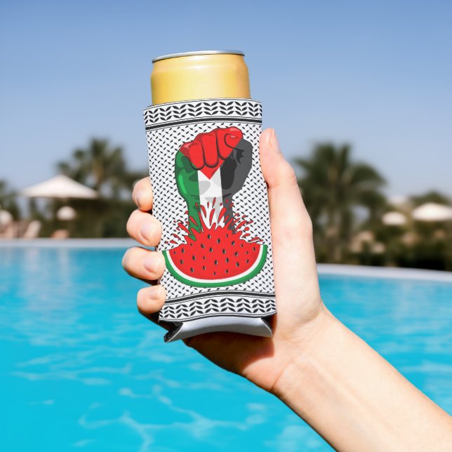 Palästinafreiheit fliegt auf Watermelon an Selters Dosenkühler (In Situ Pool)