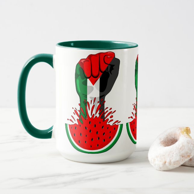 Palästinafreiheit fliegt auf Watermelon an Tasse (Mit Donut)