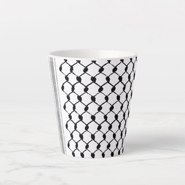 Palästinensische arabische Kufiya-Hatta-Muster Milchtasse (Vorderseite)