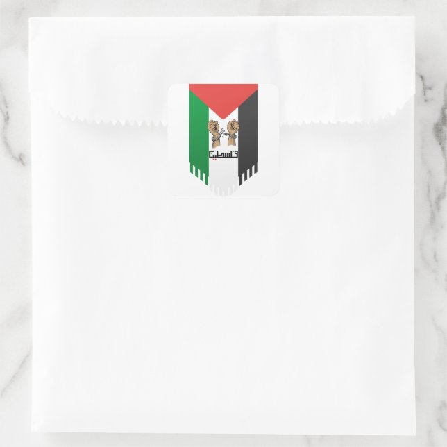 Palästinensische Flagge Arabischer Text Quadratischer Aufkleber (Tasche)