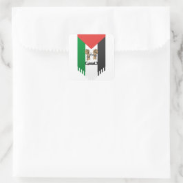 Palästinensische Flagge Arabischer Text Quadratischer Aufkleber