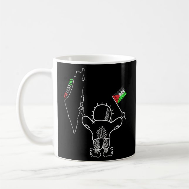 Palästinensische Flagge Karte und Handala Kaffeetasse (Links)