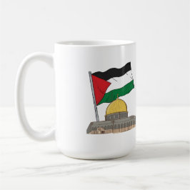 Palästinensische Flagge über der Kuppel der Rockmo Kaffeetasse