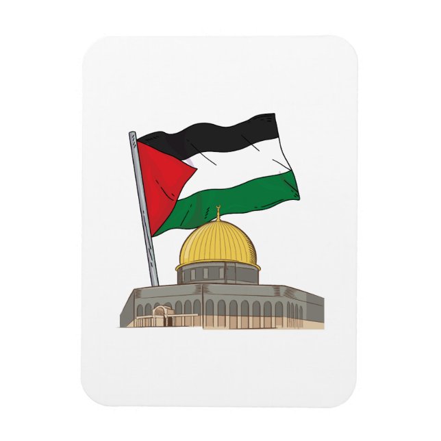Palästinensische Flagge über der Kuppel der Rockmo Magnet (Vertikal)