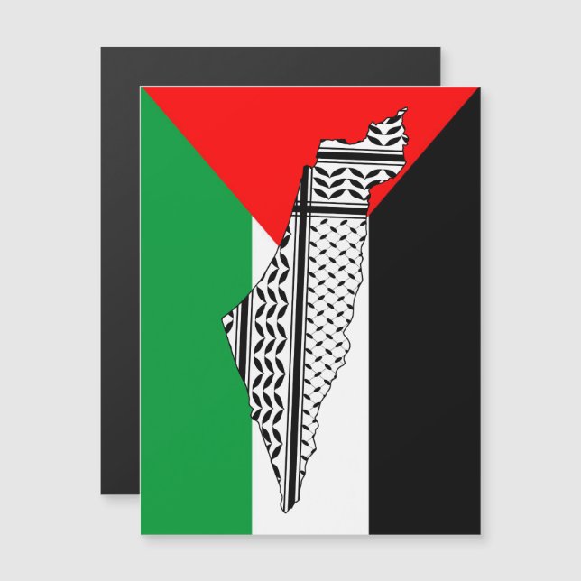Palästinensische Flagge und Karte mit Keffiyeg-Mus (Vorne/Hinten)