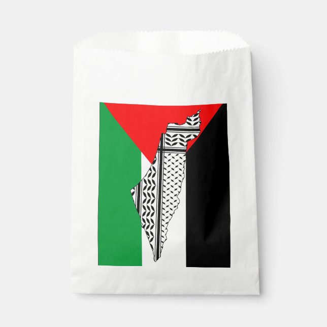 Palästinensische Flagge und Karte mit Keffiyeg-Mus Geschenktütchen (Vorderseite)