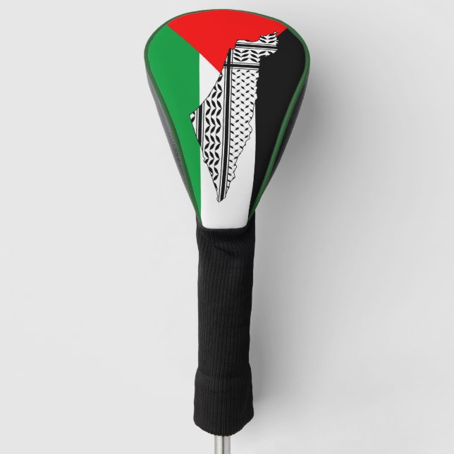 Palästinensische Flagge und Karte mit Keffiyeg-Mus Golf Headcover (Vorderseite)