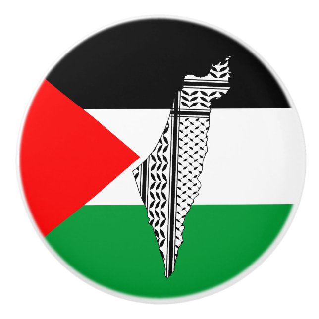 Palästinensische Flagge und Karte mit Keffiyeg-Mus Keramikknauf (Vorderseite)