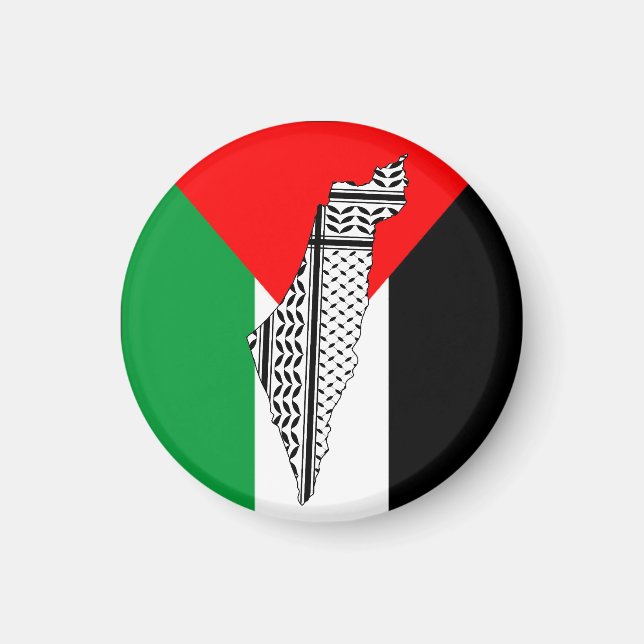 Palästinensische Flagge und Karte mit Keffiyeg-Mus Magnet (Vorne)