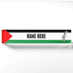 Palästinensische Flagge und Karte mit Keffiyeg-Mus Namensplakette