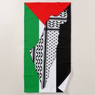 Palästinensische Flagge und Karte mit Keffiyeg-Mus Strandtuch