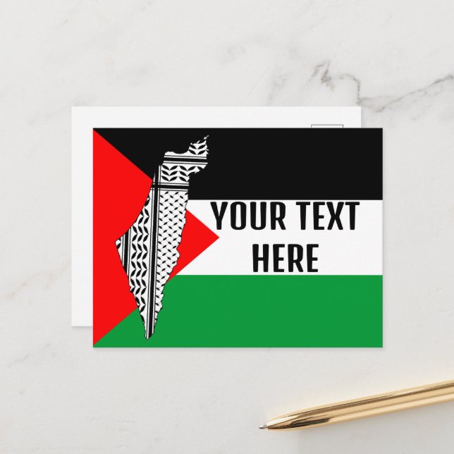 Palästinensische Flagge und Karte mit Keffiyeh-Mus (Vorderseite/Rückseite Beispiel)