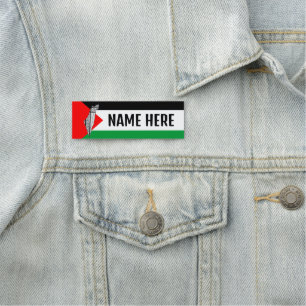 Palästinensische Flagge und Karte mit Keffiyeh-Mus Namensschild