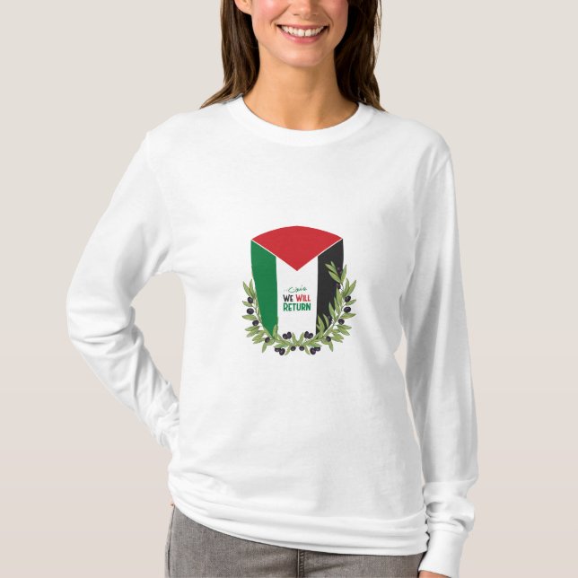 Palästinensische Flagge und Olivenzweige T-Shirt (Vorderseite)